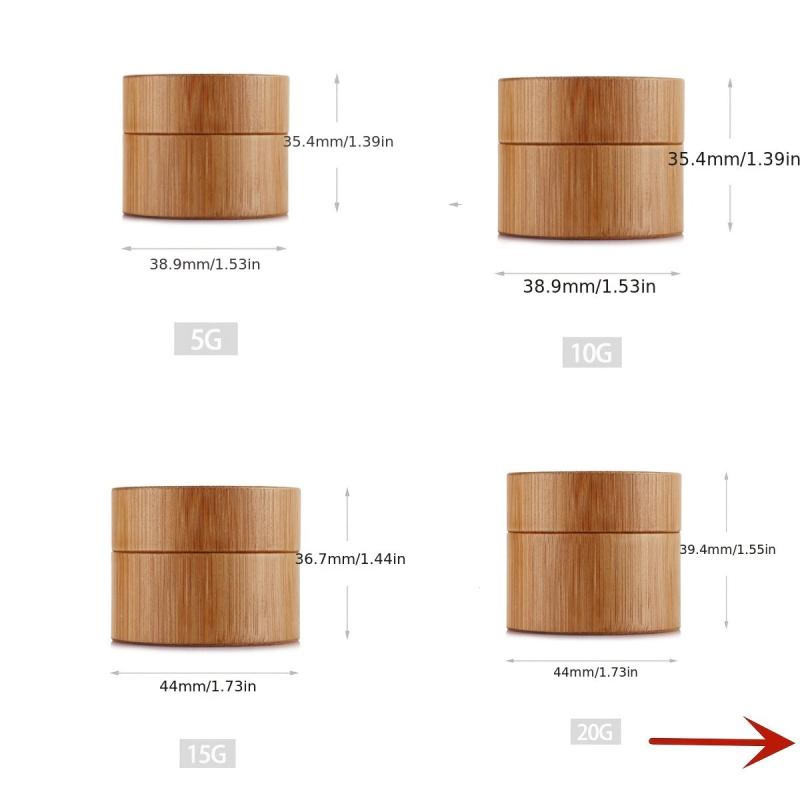 2pcs Natural Bamboo Cosmetic Jars with Liner and Lid