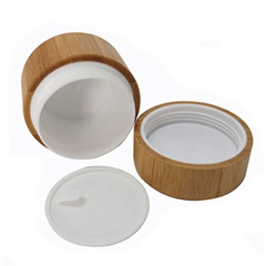 2pcs Natural Bamboo Cosmetic Jars with Liner and Lid