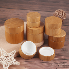 2pcs Natural Bamboo Cosmetic Jars with Liner and Lid