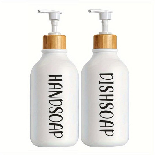 500ml Lotion & Soap Dispenser Set for Kitchen Sink, Countertop Decorative Bottle