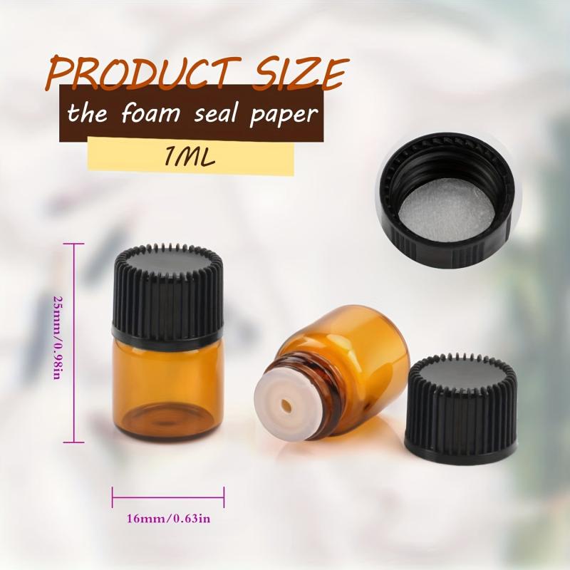 100pcs 1ml Amber Glass Mini Vials with Orifice Reducers and Caps