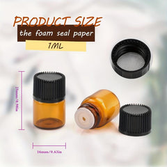 100pcs 1ml Amber Glass Mini Vials with Orifice Reducers and Caps