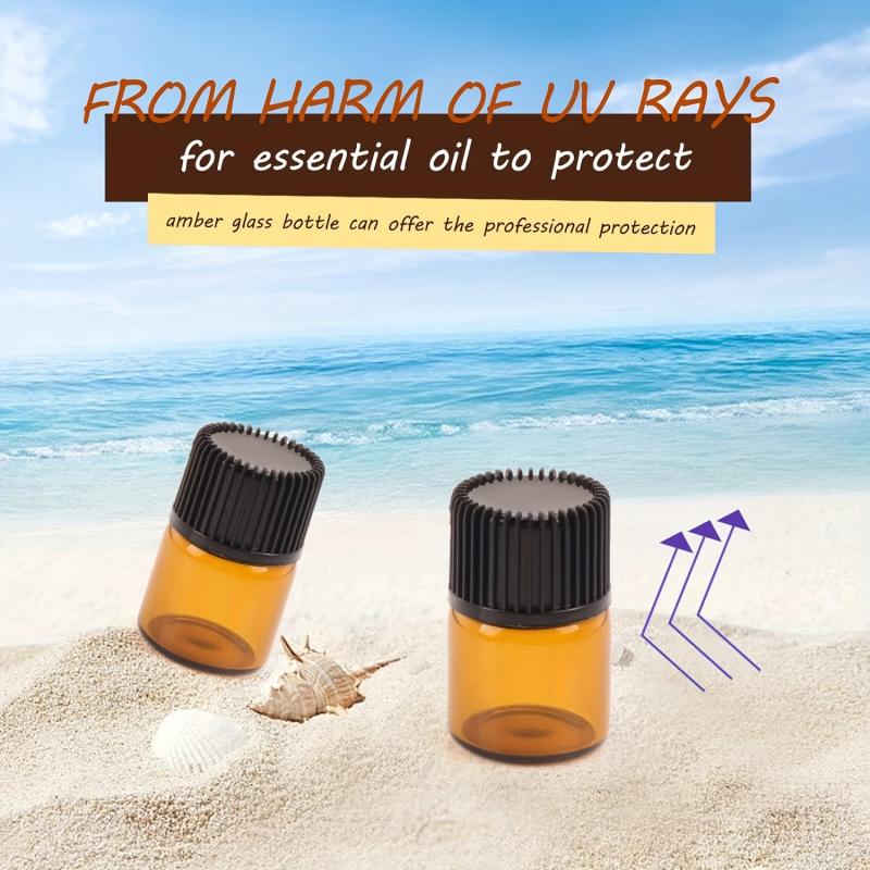 100pcs 1ml Amber Glass Mini Vials with Orifice Reducers and Caps