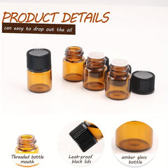 100pcs 1ml Amber Glass Mini Vials with Orifice Reducers and Caps
