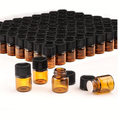 100pcs 1ml Amber Glass Mini Vials with Orifice Reducers and Caps