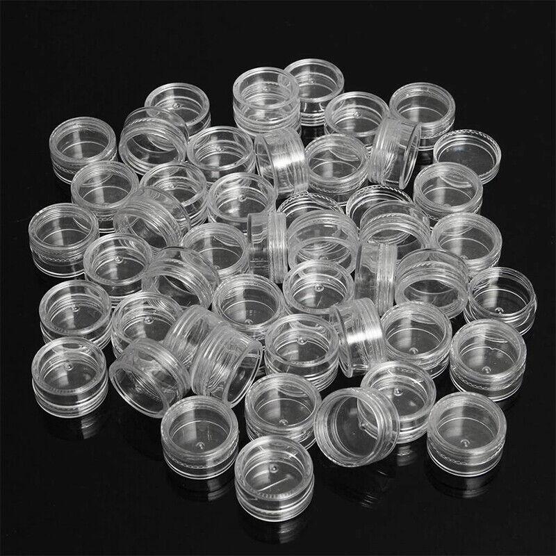50pcs Clear Cream Jar Mini Cosmetic Bottles for Nail Polish Skincare and More