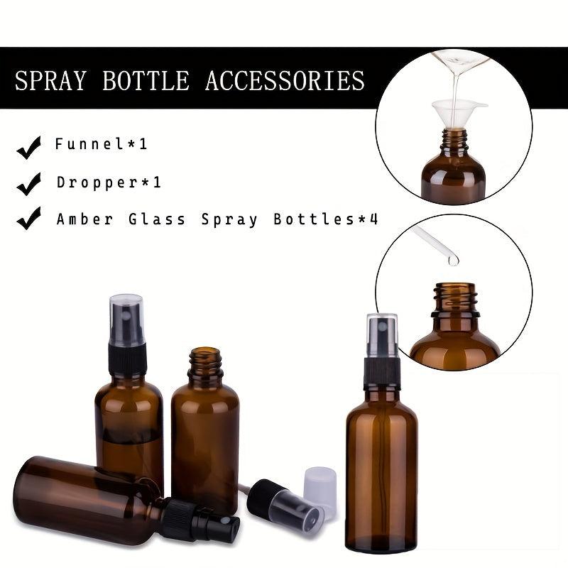 4pcs Amber Glass Spray Bottles 50ml 1.7oz Mini