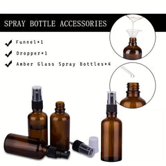 4pcs Amber Glass Spray Bottles 50ml 1.7oz Mini