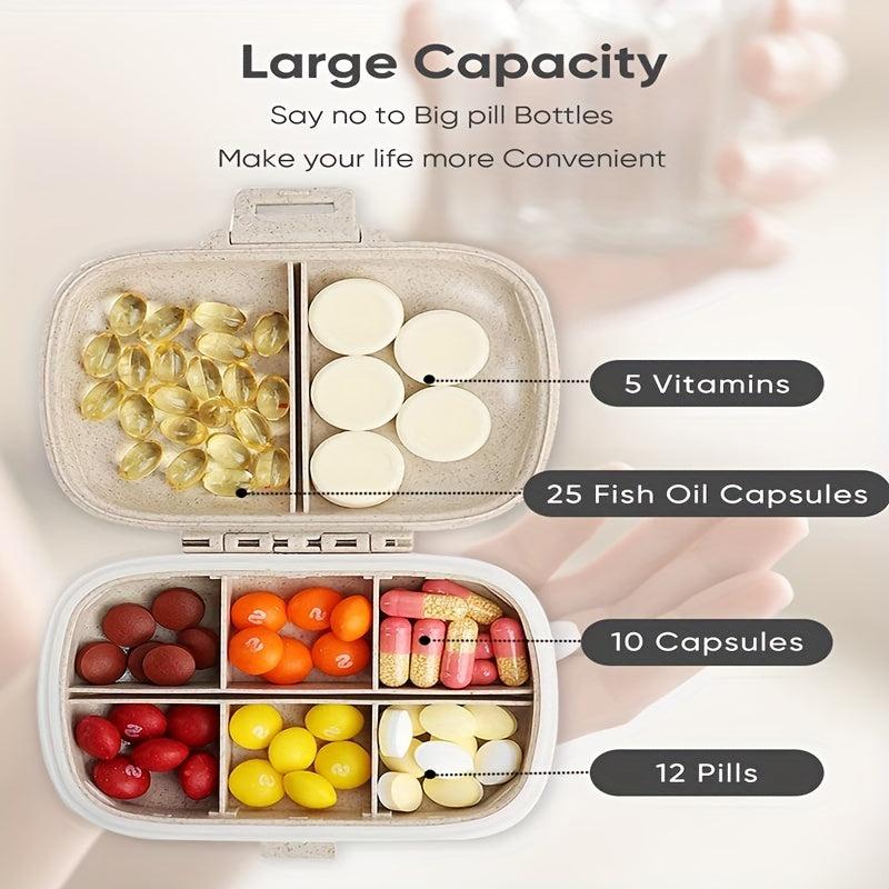 8 Compartment Travel Pill Organizer Moisture Proof Small Pill Box Portable