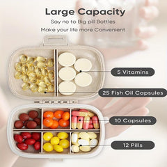 8 Compartment Travel Pill Organizer Moisture Proof Small Pill Box Portable