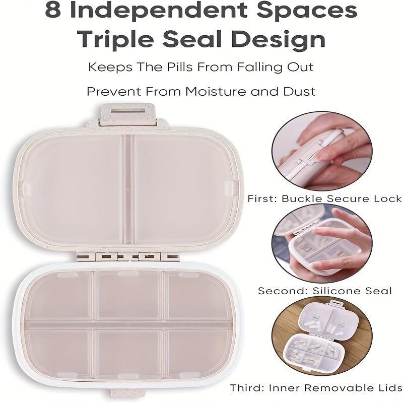 8 Compartment Travel Pill Organizer Moisture Proof Small Pill Box Portable