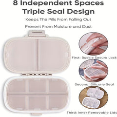 8 Compartment Travel Pill Organizer Moisture Proof Small Pill Box Portable