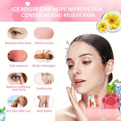 Silicone Ice Roller For Face With Face Cleaning Brush Puffiness Relief