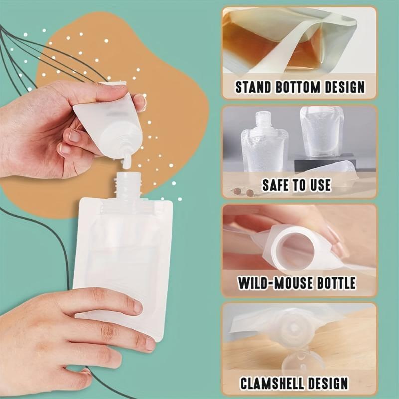 10 pcs Portable Flat Pouch with Paste Bottle Travel Clear Plastic Empty Bag