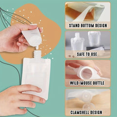 10 pcs Portable Flat Pouch with Paste Bottle Travel Clear Plastic Empty Bag