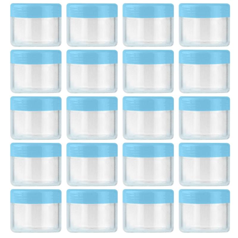 20 Pcs Round Pot Jars Plastic Cosmetic Containers w/ Lid 20ml 0.7oz