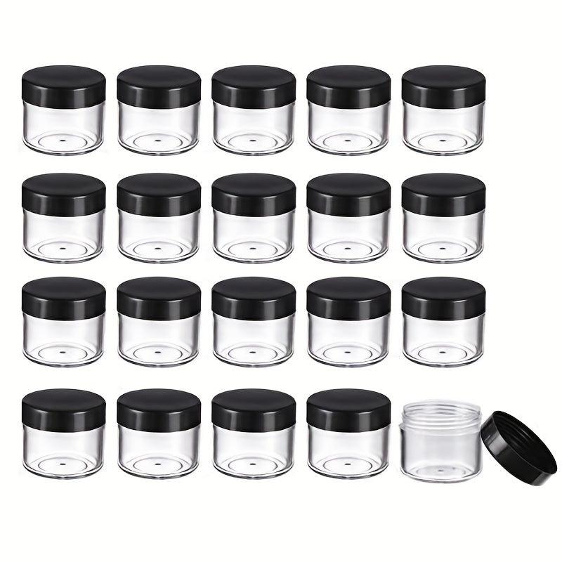 20 Pcs Round Pot Jars Plastic Cosmetic Containers w/ Lid 20ml 0.7oz
