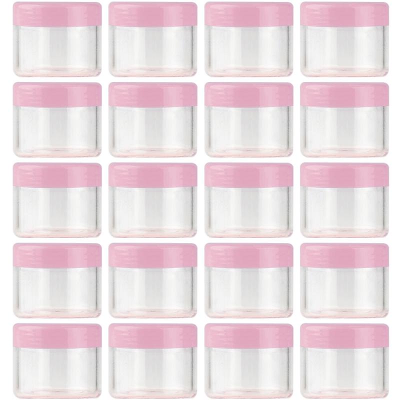20 Pcs Round Pot Jars Plastic Cosmetic Containers w/ Lid 20ml 0.7oz