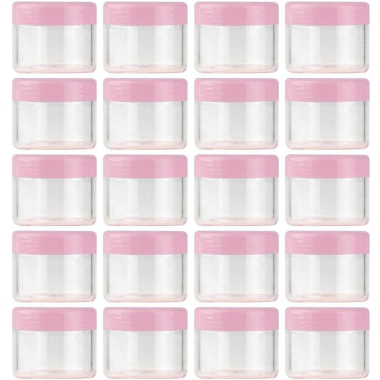20 Pcs Round Pot Jars Plastic Cosmetic Containers w/ Lid 20ml 0.7oz