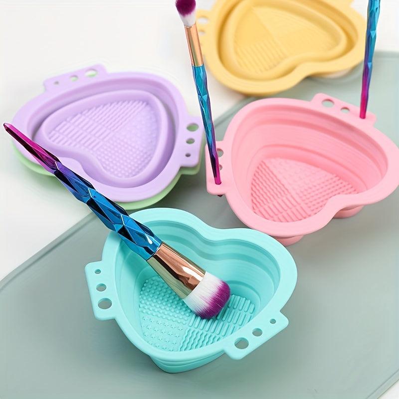 Heart Shaped Silicone Bowl for Makeup Brush Cleaning