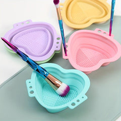 Heart Shaped Silicone Bowl for Makeup Brush Cleaning