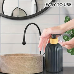 2pcs Plastic Soap Dispenser Set Bamboo Pump 17oz