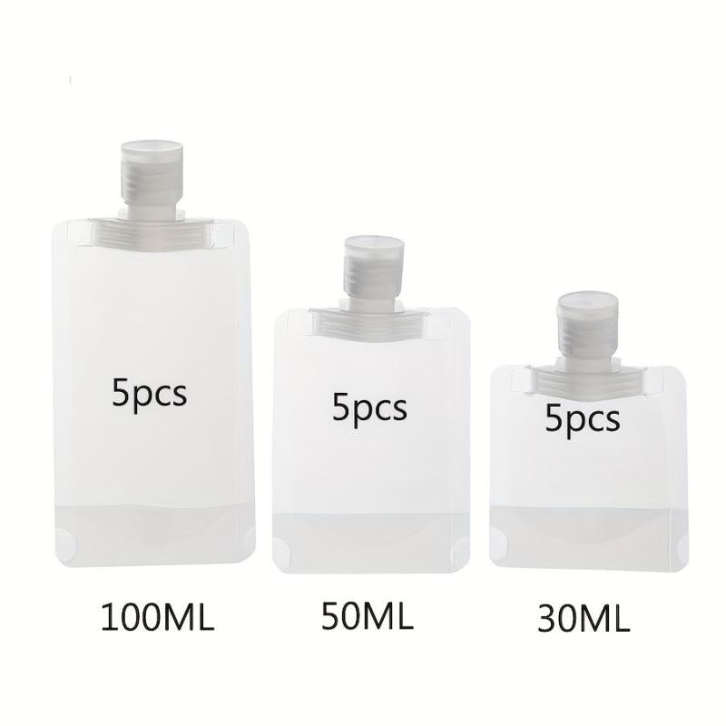 15pcs Travel Size Refillable Squeeze Pouch Cosmetic Bag Stand Up Pouch