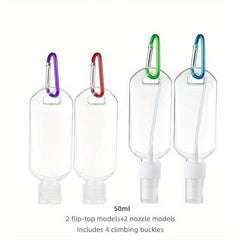 4pcs Travel Bottles Clip On Keychain Hand Sanitizer Holder Containers