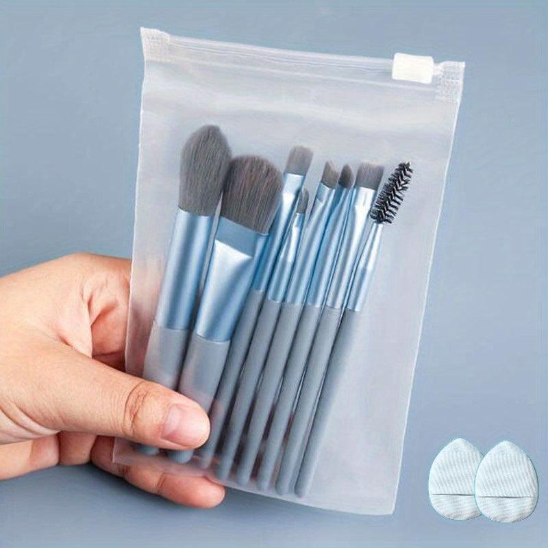 8PCS Portable Makeup Brushes & 2PCS Mini Puff Set