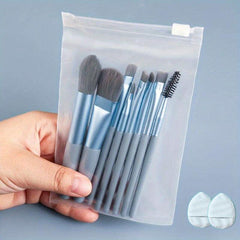 8PCS Portable Makeup Brushes & 2PCS Mini Puff Set