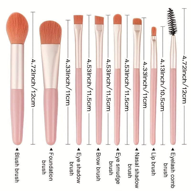 8PCS Portable Makeup Brushes & 2PCS Mini Puff Set