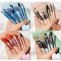 8PCS Portable Makeup Brushes & 2PCS Mini Puff Set