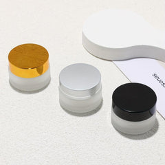 Frosted Glass Cosmetic Jars with Lids and Liners