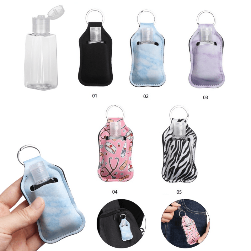 30ml Refillable Travel Bottle with Hand Sanitizer Holder Keychain