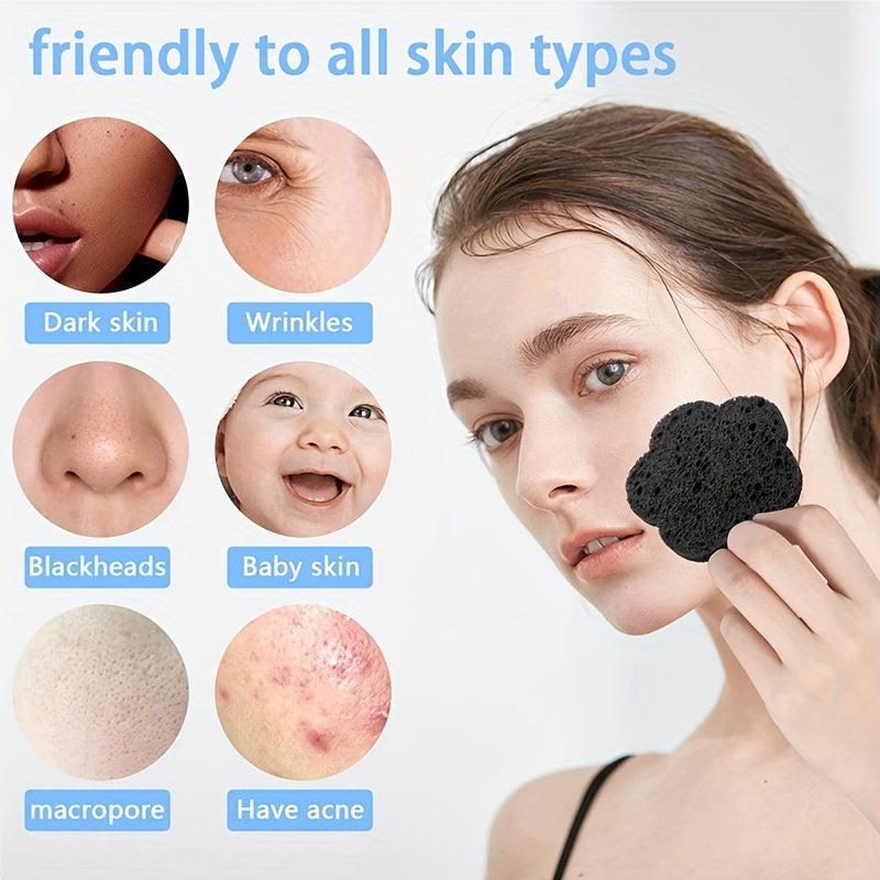 50pcs Wood Pulp Cotton Facial Cleansing Puff Plum Blossom Shaped Sponge