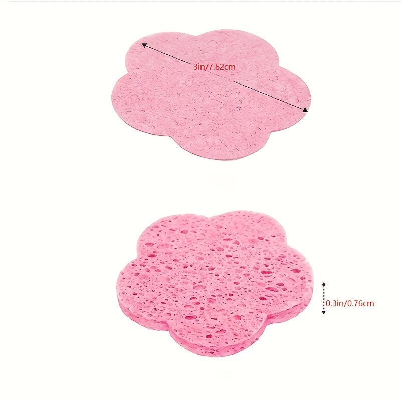 50pcs Wood Pulp Cotton Facial Cleansing Puff Plum Blossom Shaped Sponge