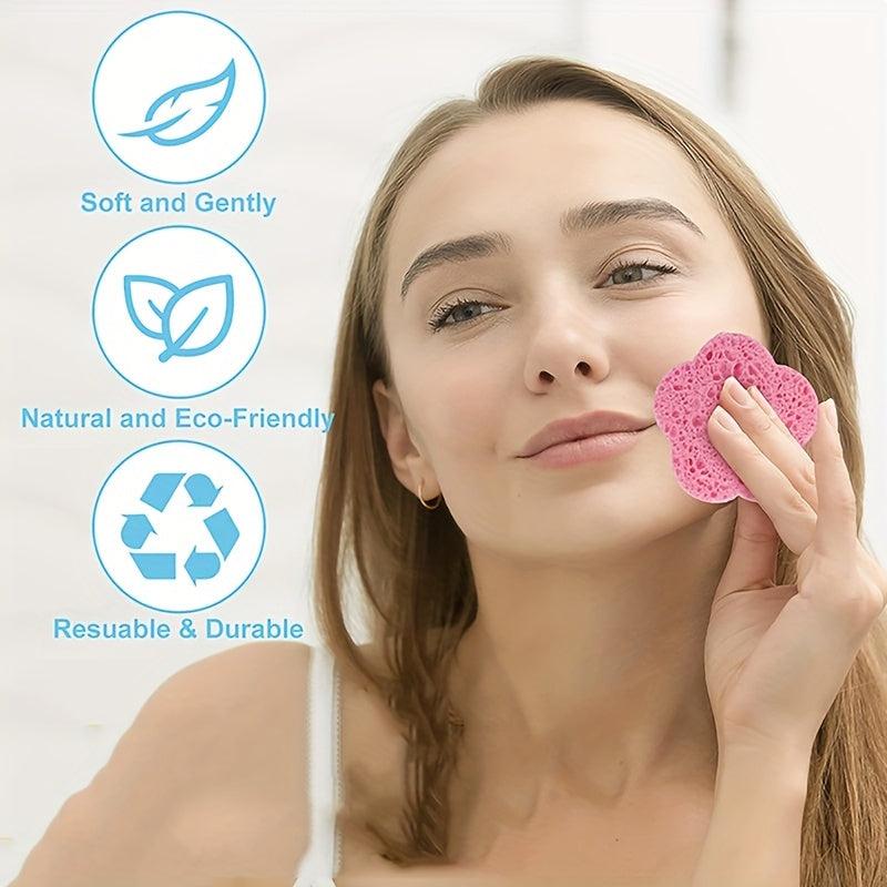 50pcs Wood Pulp Cotton Facial Cleansing Puff Plum Blossom Shaped Sponge