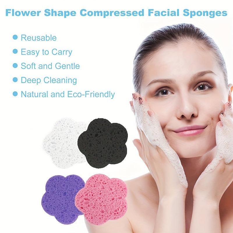 50pcs Wood Pulp Cotton Facial Cleansing Puff Plum Blossom Shaped Sponge