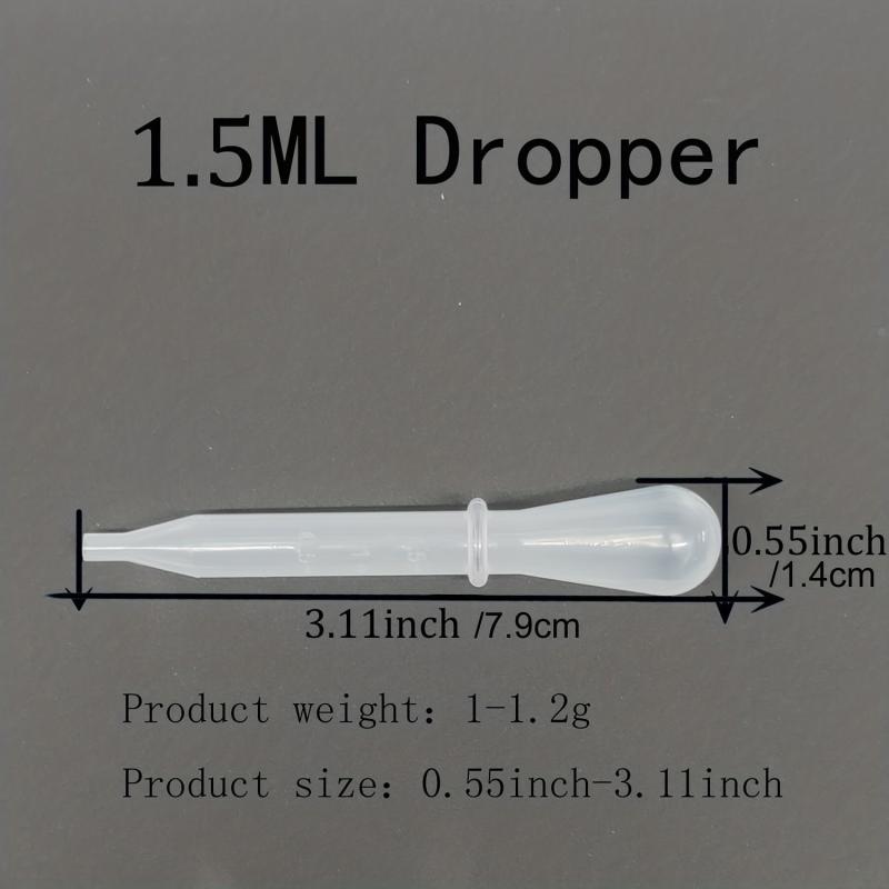 5pcs 1.5ml Disposable Plastic Transfer Pipettes Eye Dropper