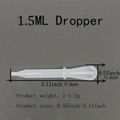 5pcs 1.5ml Disposable Plastic Transfer Pipettes Eye Dropper