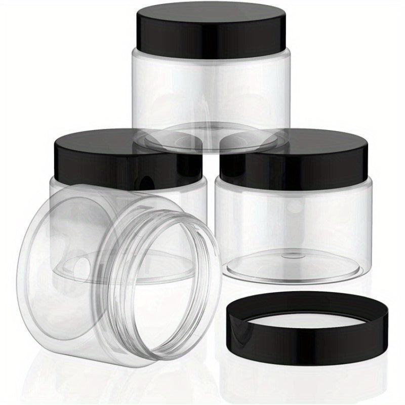 4 Clear Wide Mouth Plastic Jars With Lids For Travel Storage