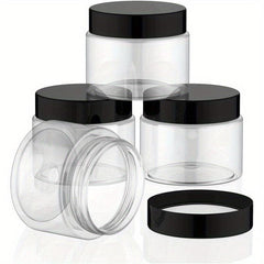 4 Clear Wide Mouth Plastic Jars With Lids For Travel Storage