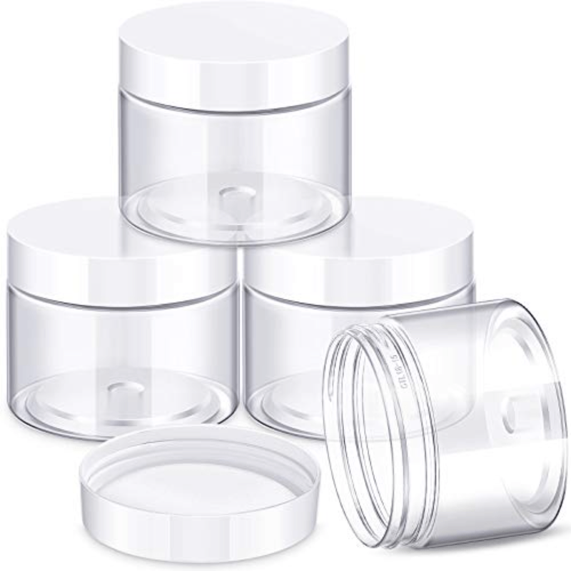4 Clear Wide Mouth Plastic Jars With Lids For Travel Storage