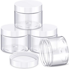 4 Clear Wide Mouth Plastic Jars With Lids For Travel Storage