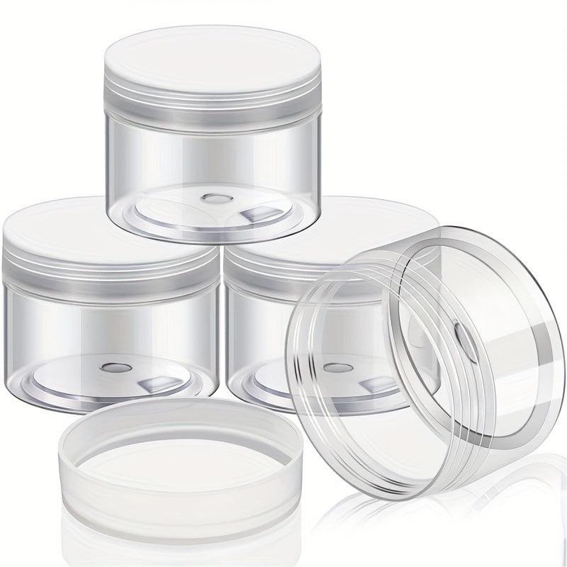 4 Clear Wide Mouth Plastic Jars With Lids For Travel Storage