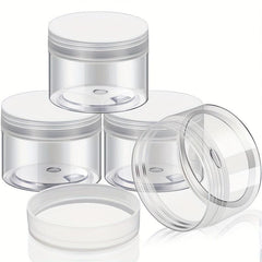 4 Clear Wide Mouth Plastic Jars With Lids For Travel Storage
