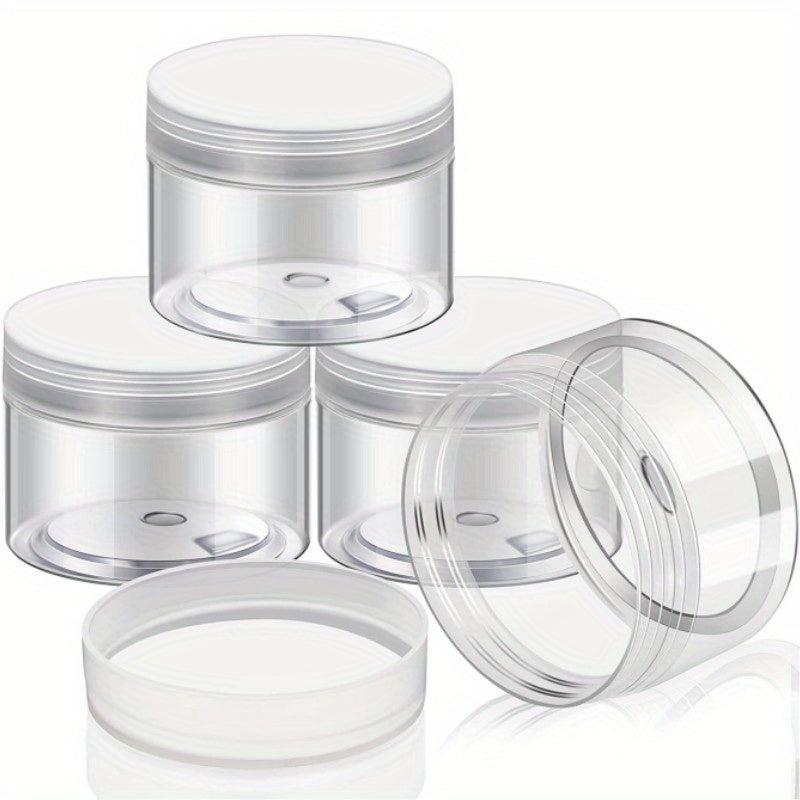 4 Clear Wide Mouth Plastic Jars With Lids For Travel Storage