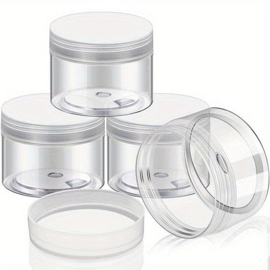 4 Clear Wide Mouth Plastic Jars With Lids For Travel Storage