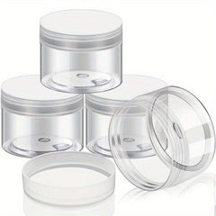 4 Clear Wide Mouth Plastic Jars With Lids For Travel Storage