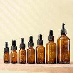 9pcs 30ml Amber Glass Dropper Bottle Graduated With Cap For Essential Oils